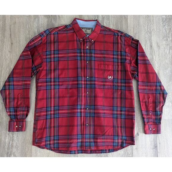 Mint BIT & BRIDLE 100% Heavy Cotton Red Plaid Western Button Down Shirt Size XL - Picture 1 of 3